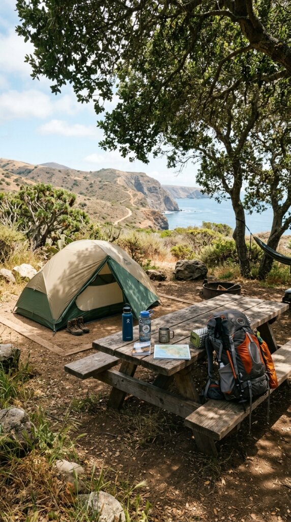 Campsite setup at Scorpion Ranch Campground