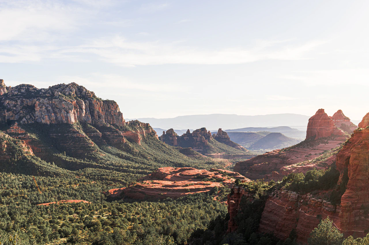 View across Sedona toward red-rock formations
